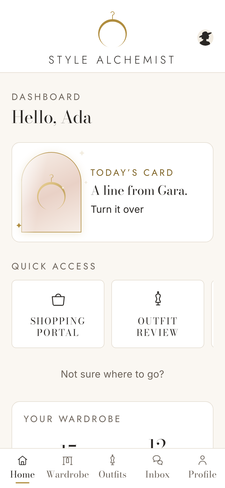 The Home screen of the app